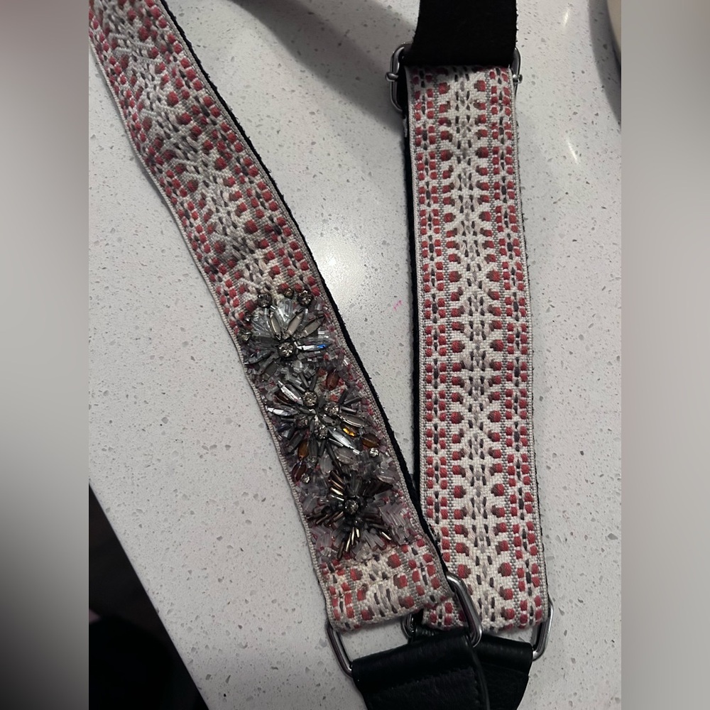 Rebecca Minkoff Jewel Jacquard Guitar Bag Purse Crossbody Camera Strap Chain